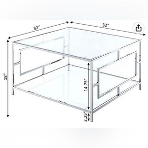 Town Square chrome two tier square coffee table